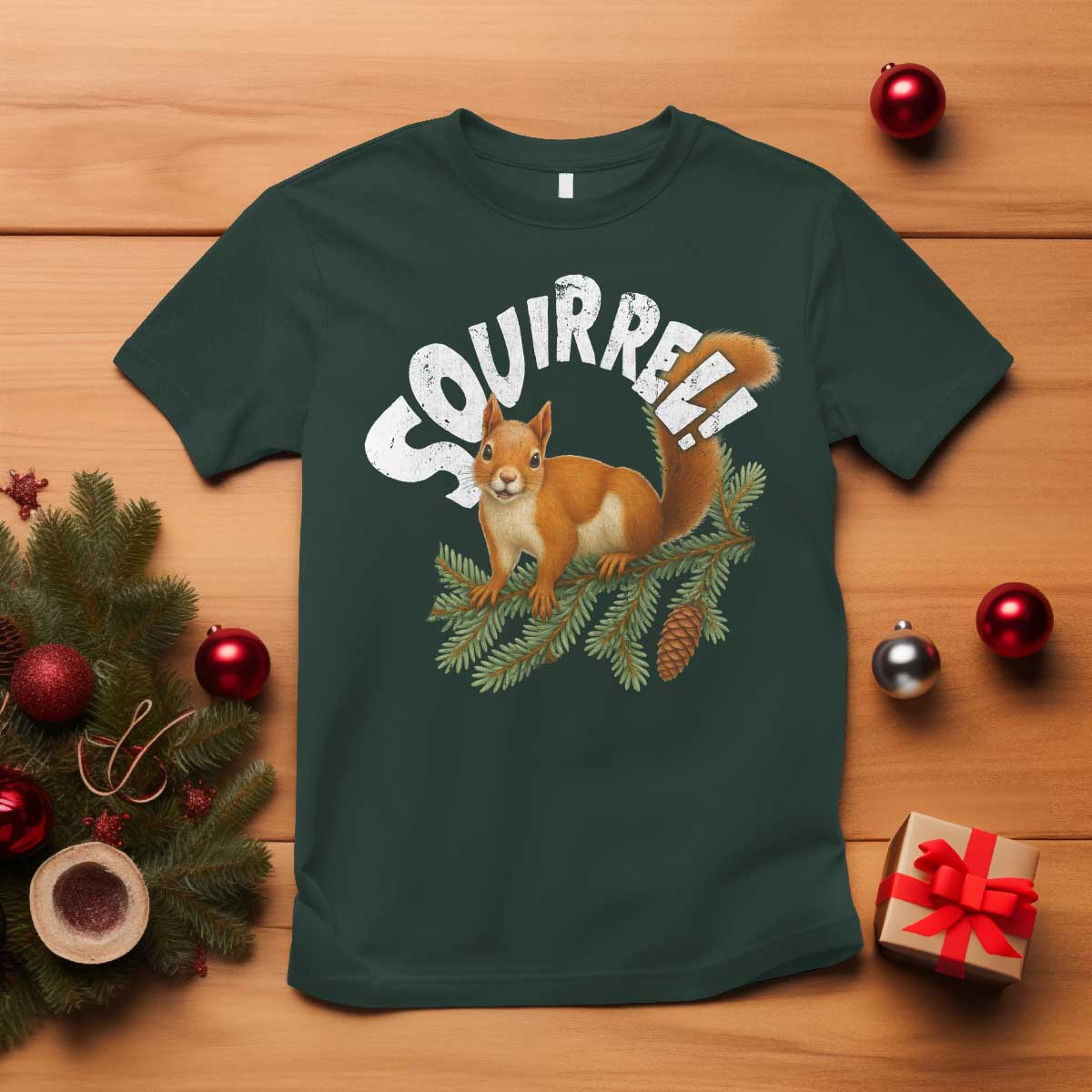 Funny Christmas Squirrel T Shirt Xmas Vacation Holiday Movie Pine Tree - Wonder Print Shop