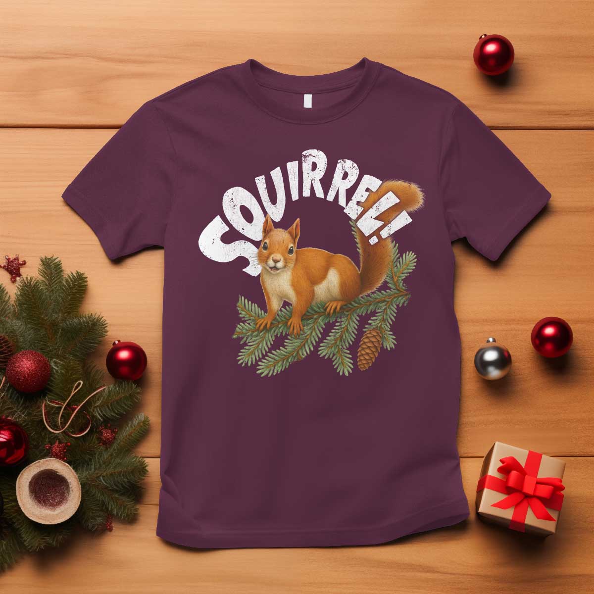 Funny Christmas Squirrel T Shirt Xmas Vacation Holiday Movie Pine Tree - Wonder Print Shop
