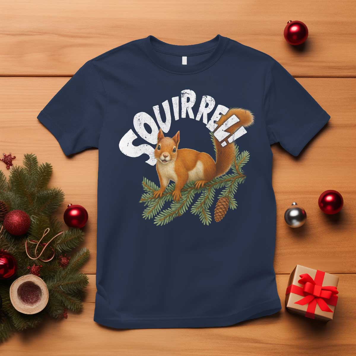 Funny Christmas Squirrel T Shirt Xmas Vacation Holiday Movie Pine Tree - Wonder Print Shop
