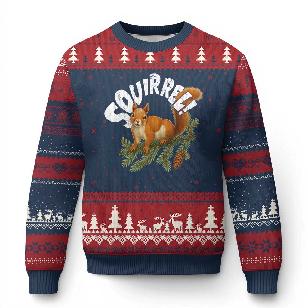 Funny Xmas Squirrel Ugly Christmas Sweater Xmas Vacation Holiday Movie Pine Tree - Wonder Print Shop