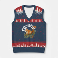 Funny Xmas Squirrel V-Neck Knit Sweater Vest Xmas Vacation Holiday Movie Pine Tree - Wonder Print Shop