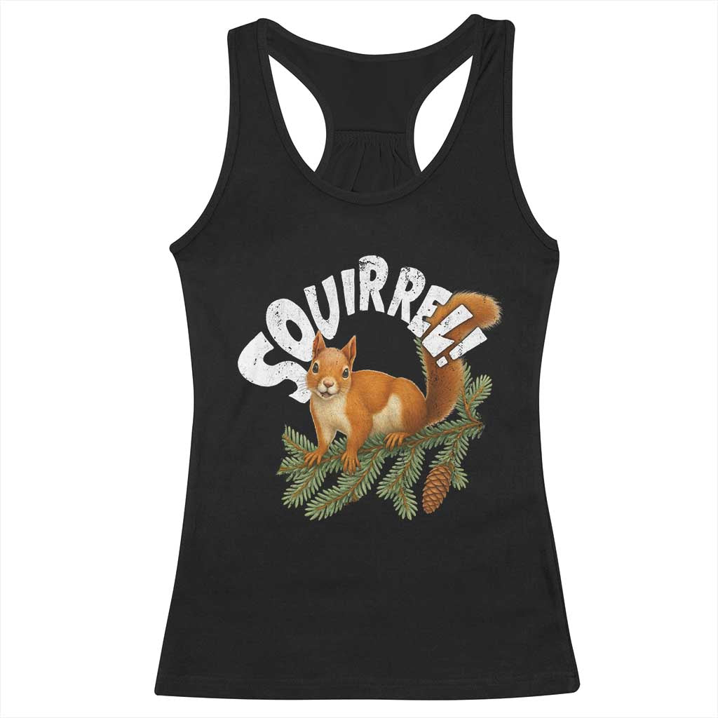 Funny Christmas Squirrel Racerback Tank Top Xmas Vacation Holiday Movie Pine Tree - Wonder Print Shop