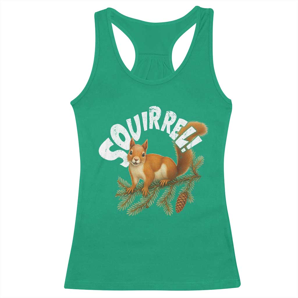 Funny Christmas Squirrel Racerback Tank Top Xmas Vacation Holiday Movie Pine Tree - Wonder Print Shop