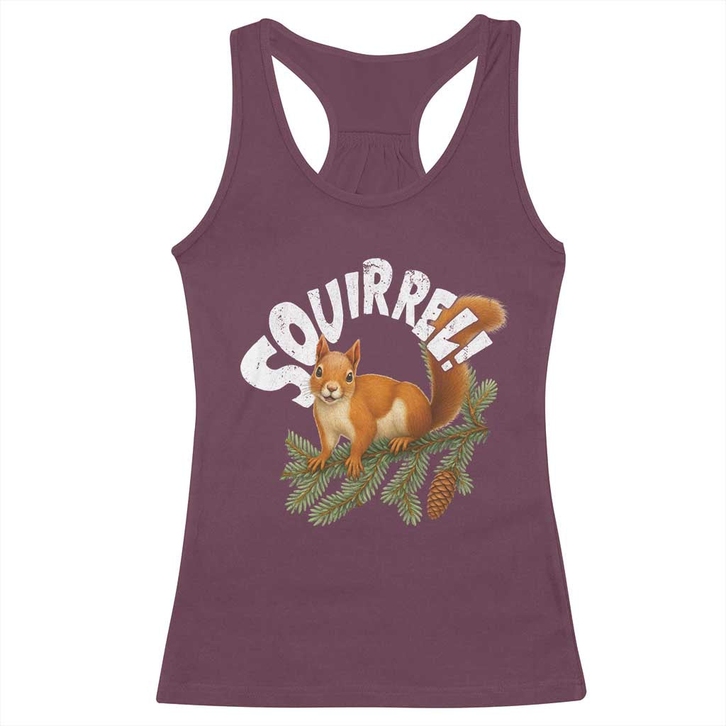 Funny Christmas Squirrel Racerback Tank Top Xmas Vacation Holiday Movie Pine Tree - Wonder Print Shop