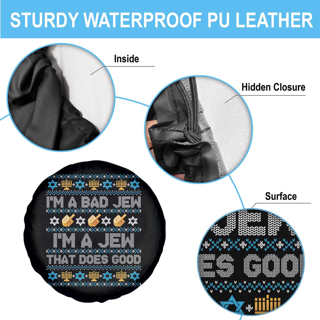 Funny Jewish Hanukkah Spare Tire Cover I Am A Bad Jew I Am A Jew That Does Good - Wonder Print Shop