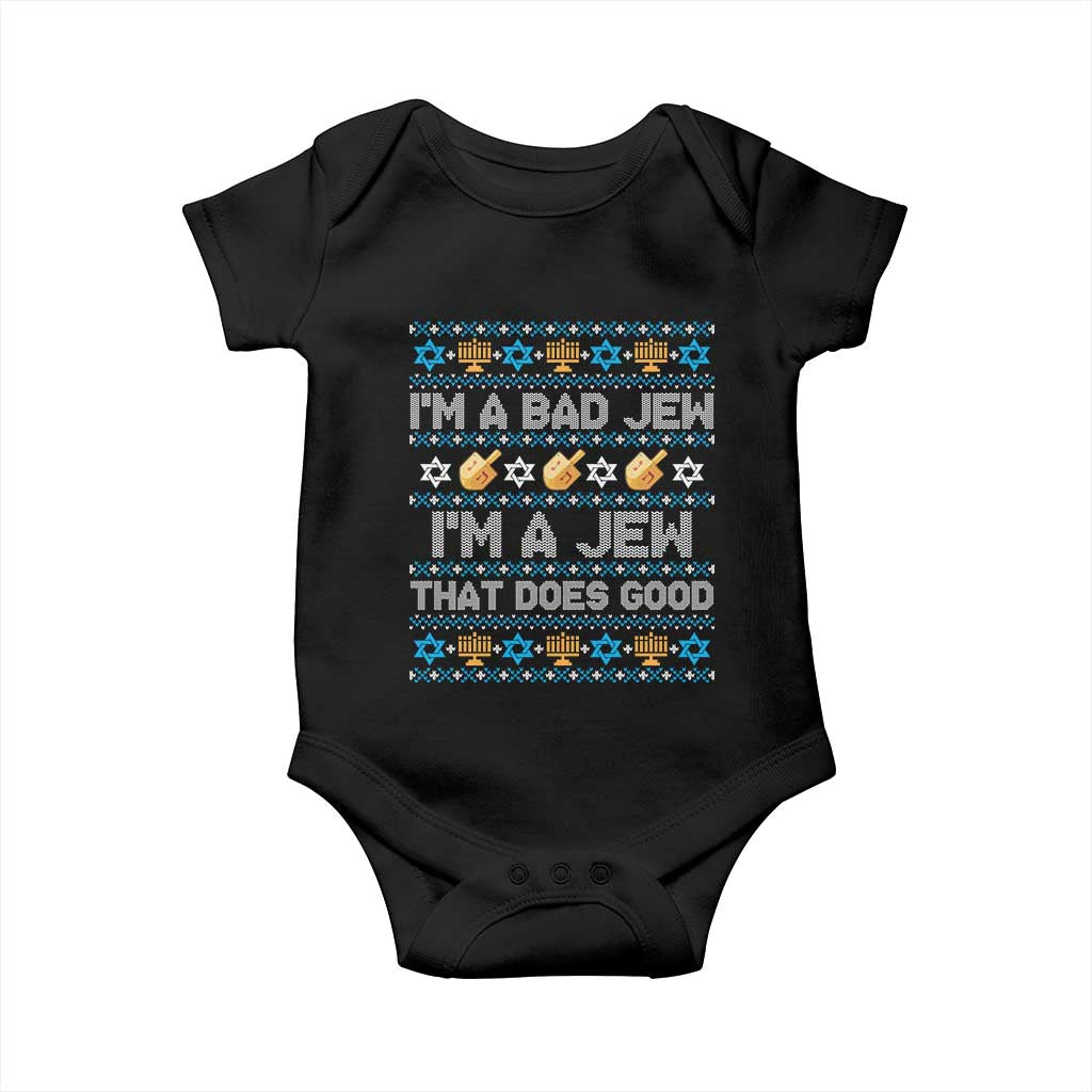 Funny Jewish Hanukkah Baby Onesie I Am A Bad Jew I Am A Jew That Does Good - Wonder Print Shop