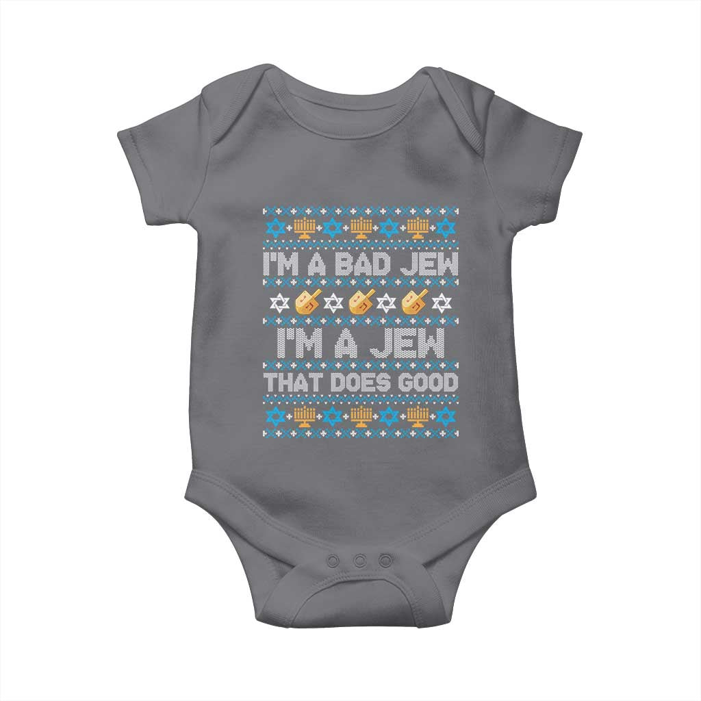 Funny Jewish Hanukkah Baby Onesie I Am A Bad Jew I Am A Jew That Does Good - Wonder Print Shop