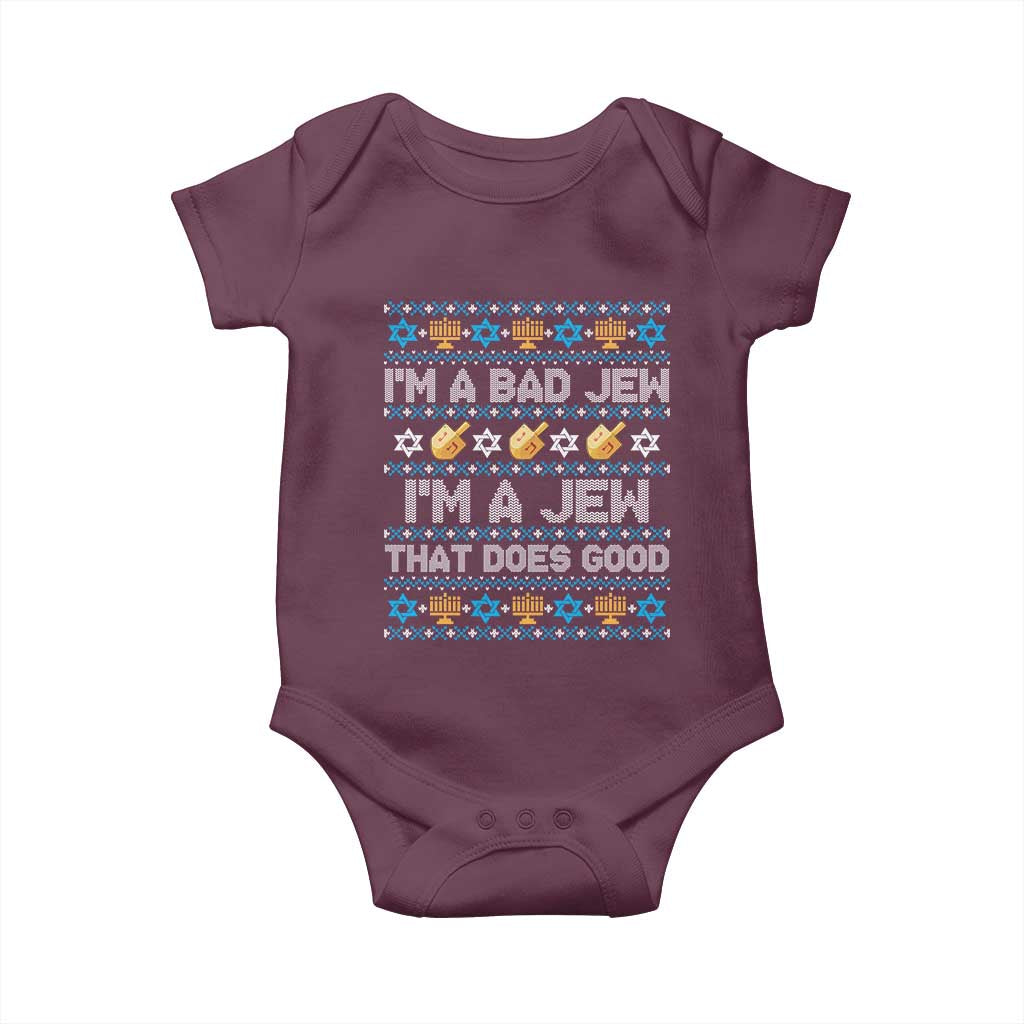 Funny Jewish Hanukkah Baby Onesie I Am A Bad Jew I Am A Jew That Does Good - Wonder Print Shop