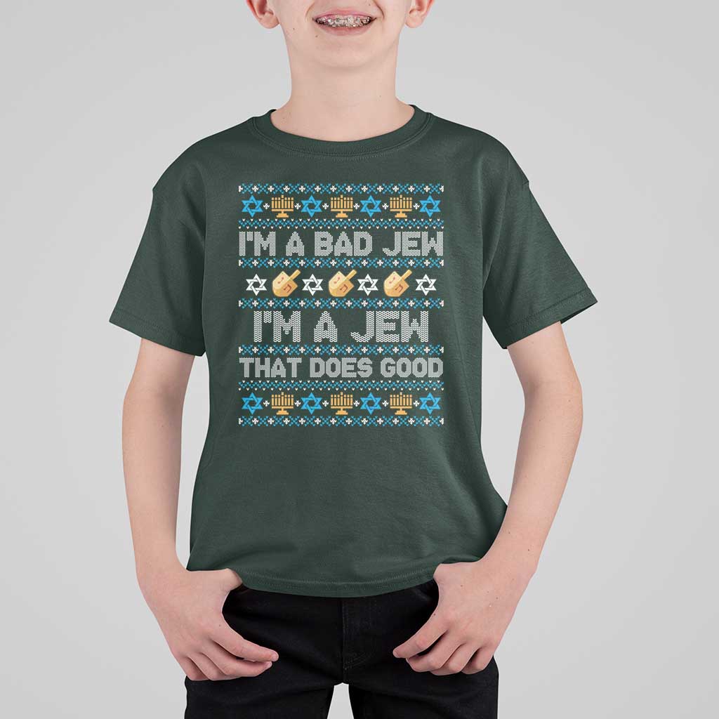 Funny Jewish Hanukkah T Shirt For Kid I Am A Bad Jew I Am A Jew That Does Good - Wonder Print Shop