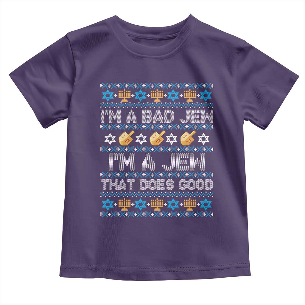 Funny Jewish Hanukkah Toddler T Shirt I Am A Bad Jew I Am A Jew That Does Good - Wonder Print Shop