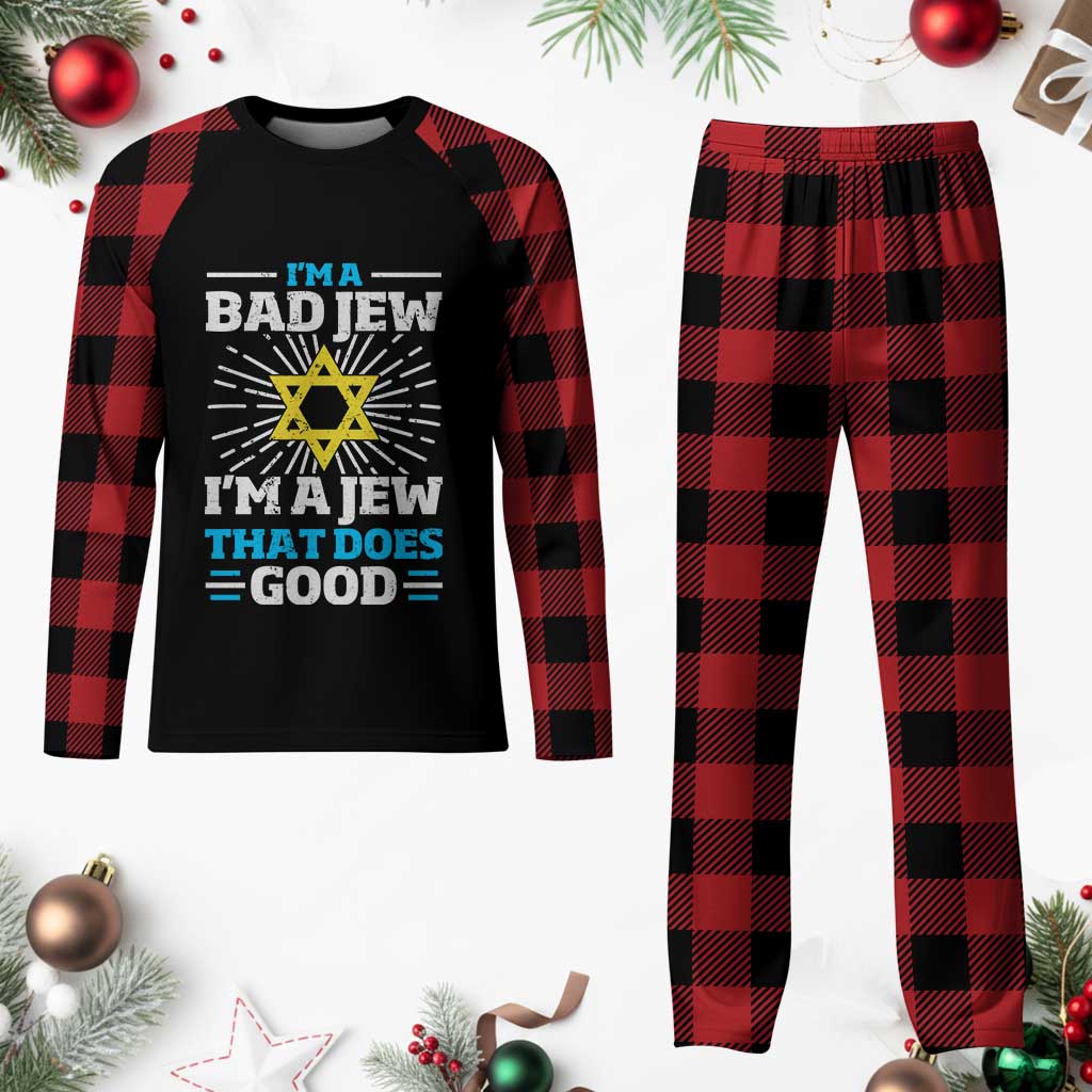 Funny Jewish Plaid Pajama Set I Am A Bad Jew I Am A Jew That Does Good - Wonder Print Shop