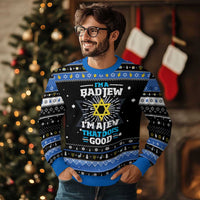 Funny Jewish Hanukkah Ugly Sweater I Am A Bad Jew I Am A Jew That Does Good - Wonder Print Shop