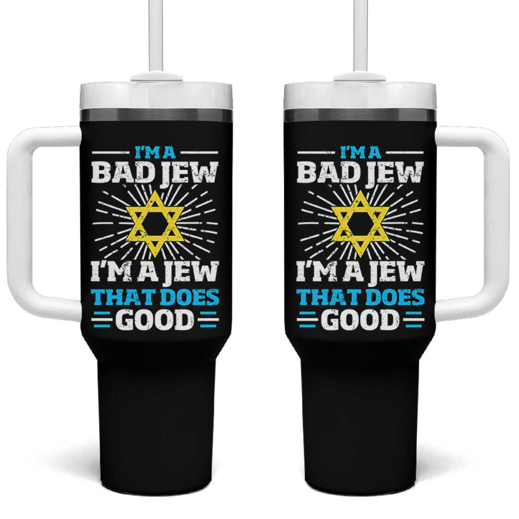 Funny Jewish Tumbler With Handle I Am A Bad Jew I Am A Jew That Does Good - Wonder Print Shop