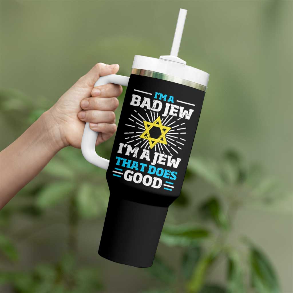 Funny Jewish Tumbler With Handle I Am A Bad Jew I Am A Jew That Does Good - Wonder Print Shop