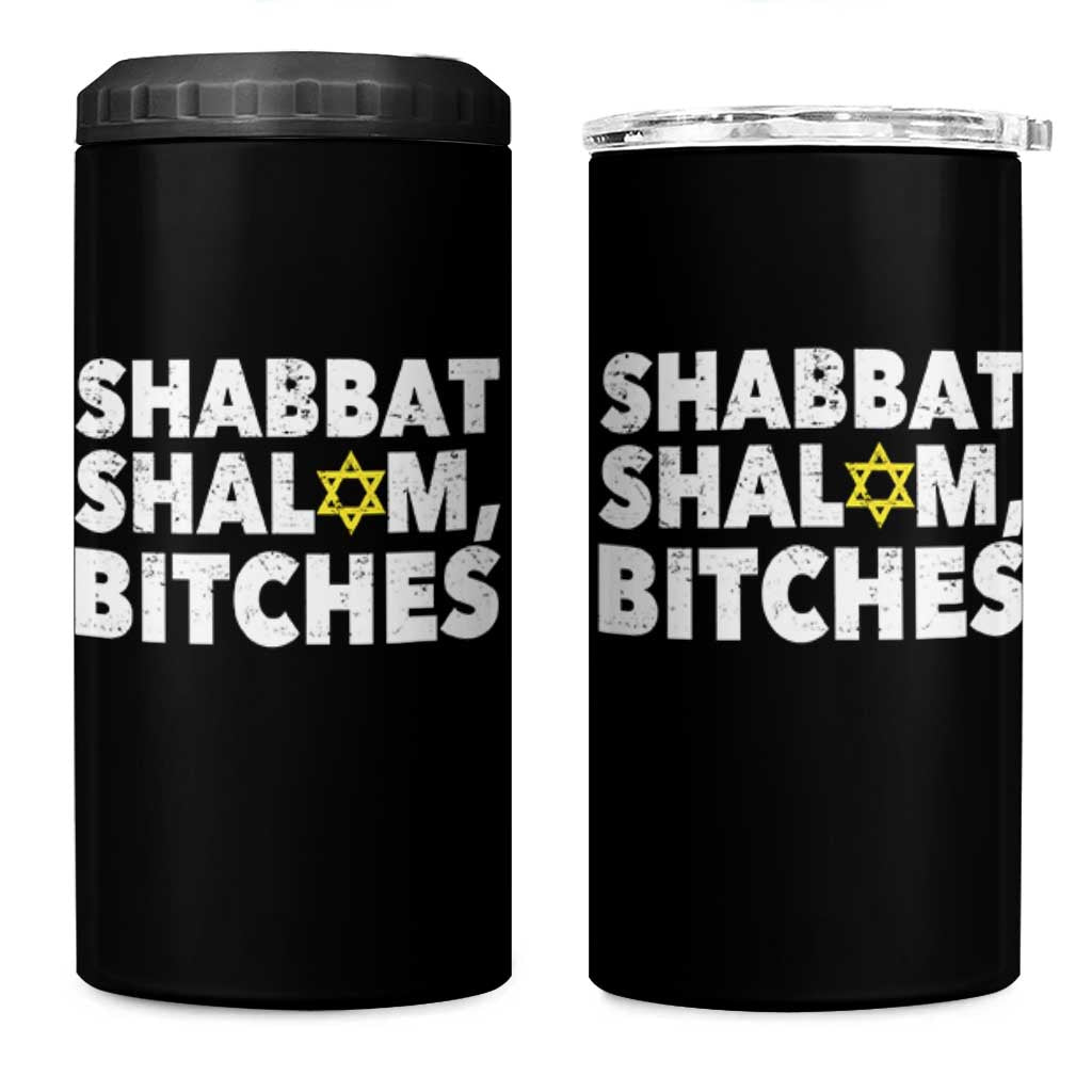 Funny Hanukkah Shabbat Shalom Bitches 4 in 1 Can Cooler Tumbler Star Of David - Wonder Print Shop