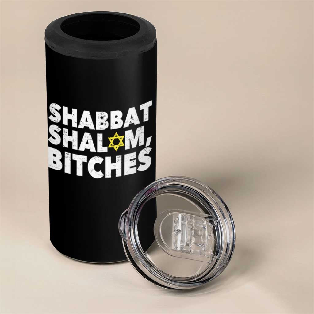 Funny Hanukkah Shabbat Shalom Bitches 4 in 1 Can Cooler Tumbler Star Of David - Wonder Print Shop