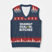 Funny Hanukkah Shabbat Shalom Bitches V-Neck Knit Sweater Vest Star Of David - Wonder Print Shop
