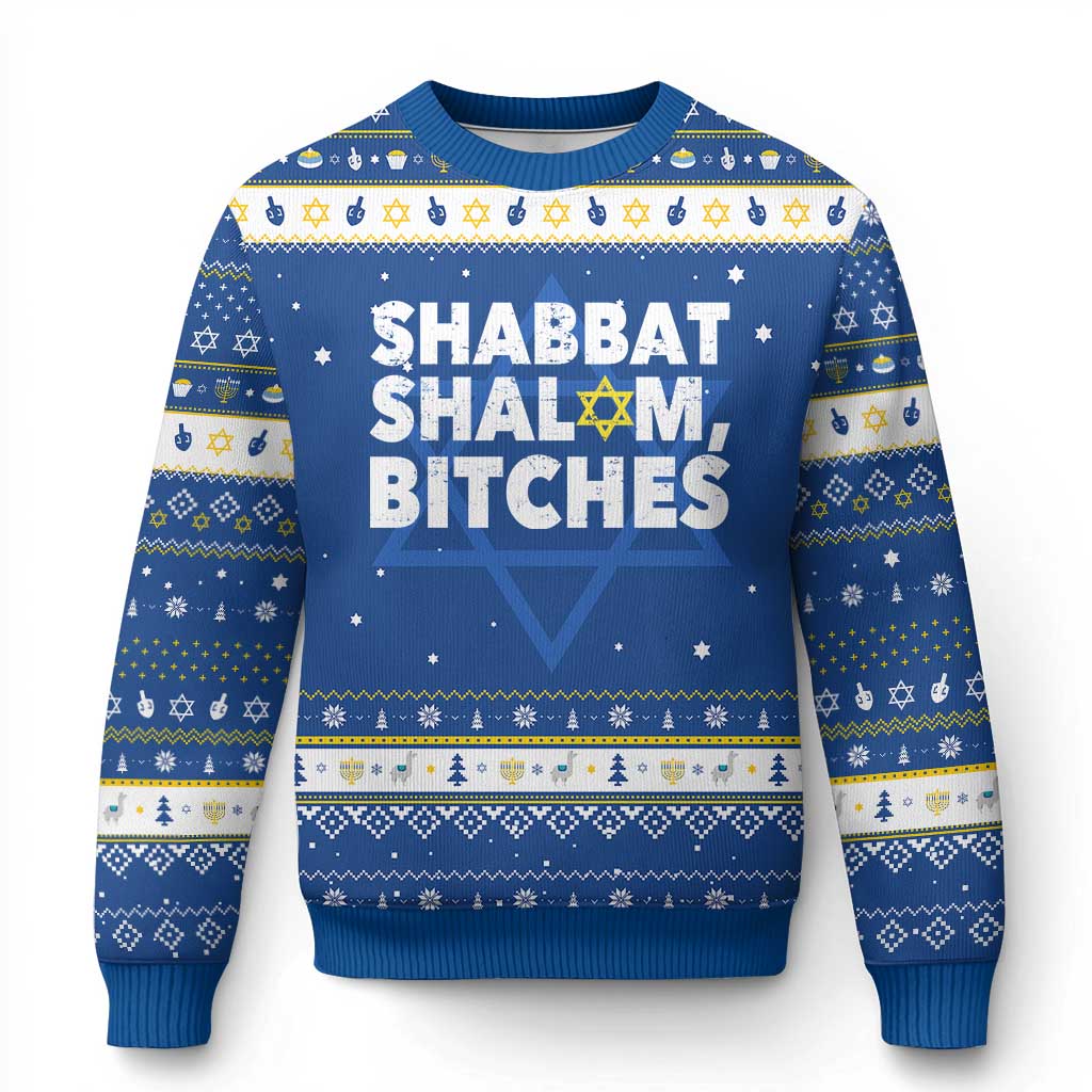 Funny Hanukkah Shabbat Shalom Bitches Hanukkah Ugly Sweater Star Of David - Wonder Print Shop