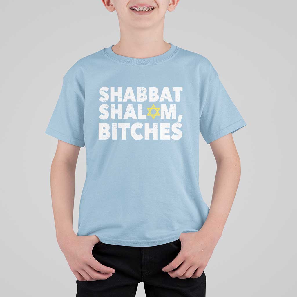 Funny Hanukkah Shabbat Shalom Bitches T Shirt For Kid Star Of David - Wonder Print Shop