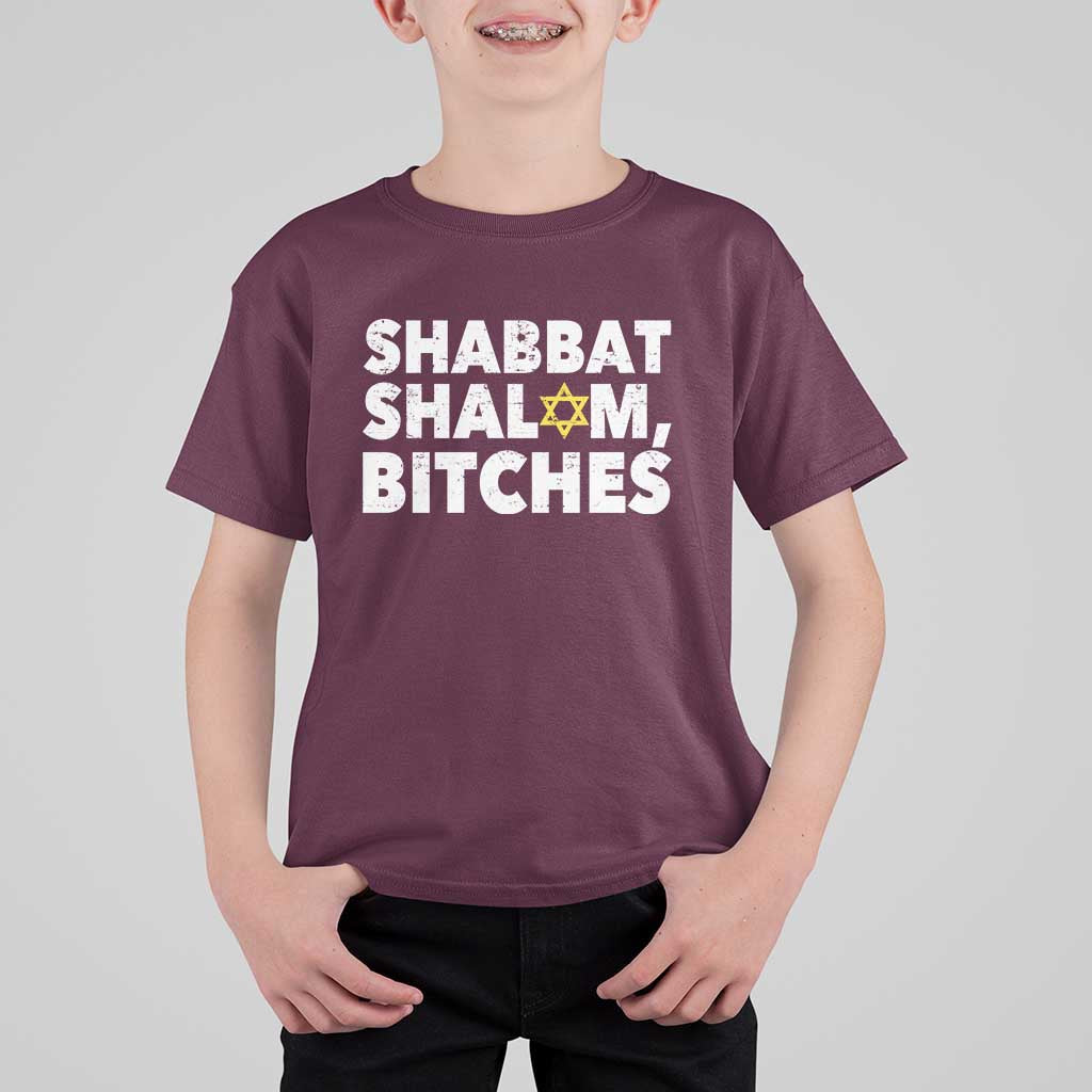 Funny Hanukkah Shabbat Shalom Bitches T Shirt For Kid Star Of David - Wonder Print Shop