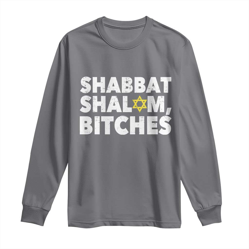 Funny Hanukkah Shabbat Shalom Bitches Long Sleeve Shirt Star Of David - Wonder Print Shop