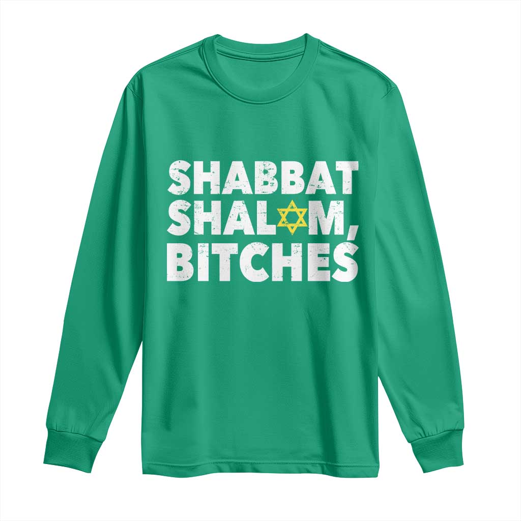 Funny Hanukkah Shabbat Shalom Bitches Long Sleeve Shirt Star Of David - Wonder Print Shop