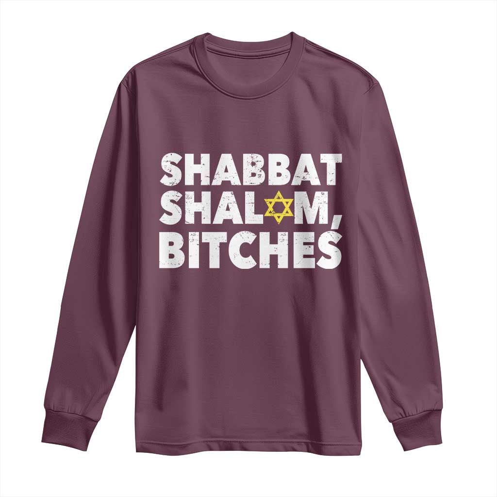 Funny Hanukkah Shabbat Shalom Bitches Long Sleeve Shirt Star Of David - Wonder Print Shop