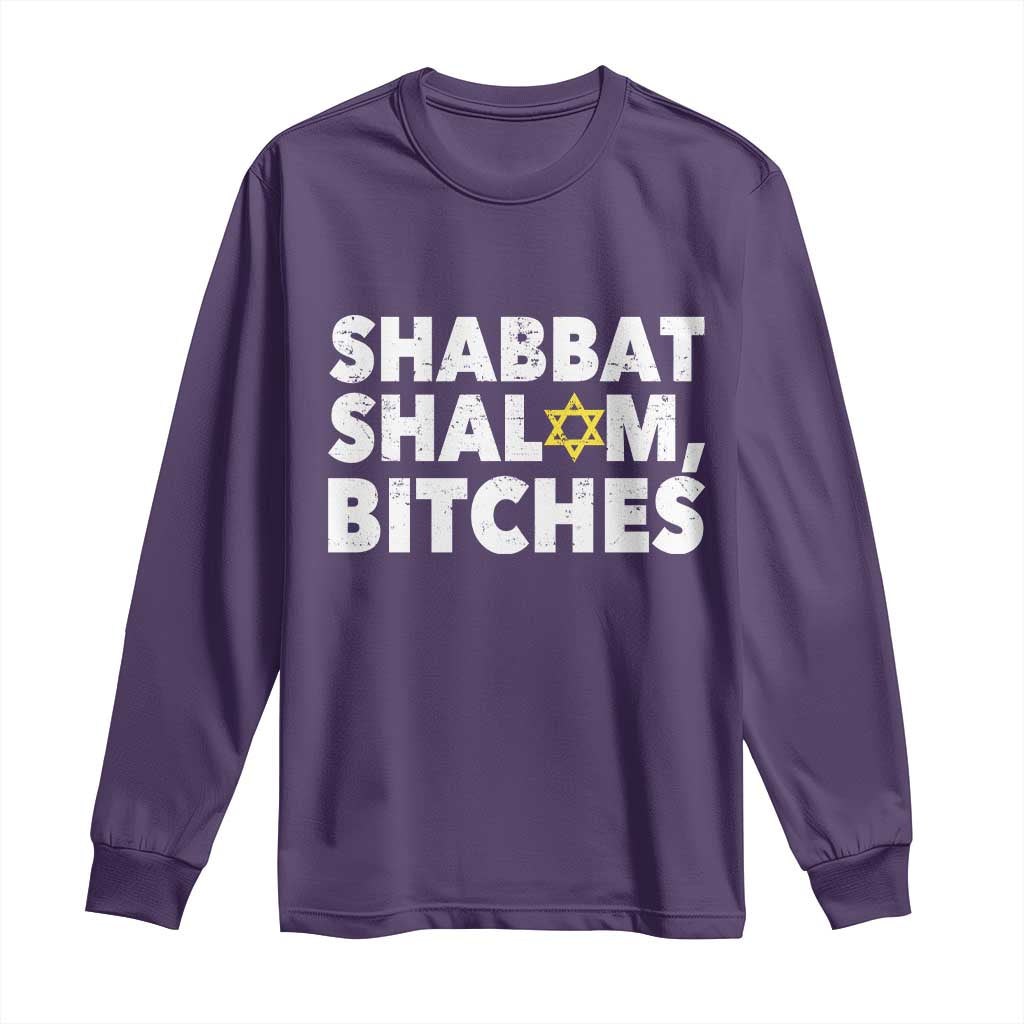 Funny Hanukkah Shabbat Shalom Bitches Long Sleeve Shirt Star Of David - Wonder Print Shop
