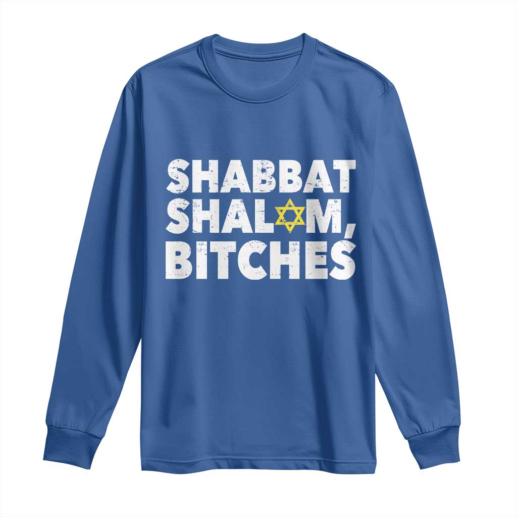 Funny Hanukkah Shabbat Shalom Bitches Long Sleeve Shirt Star Of David - Wonder Print Shop