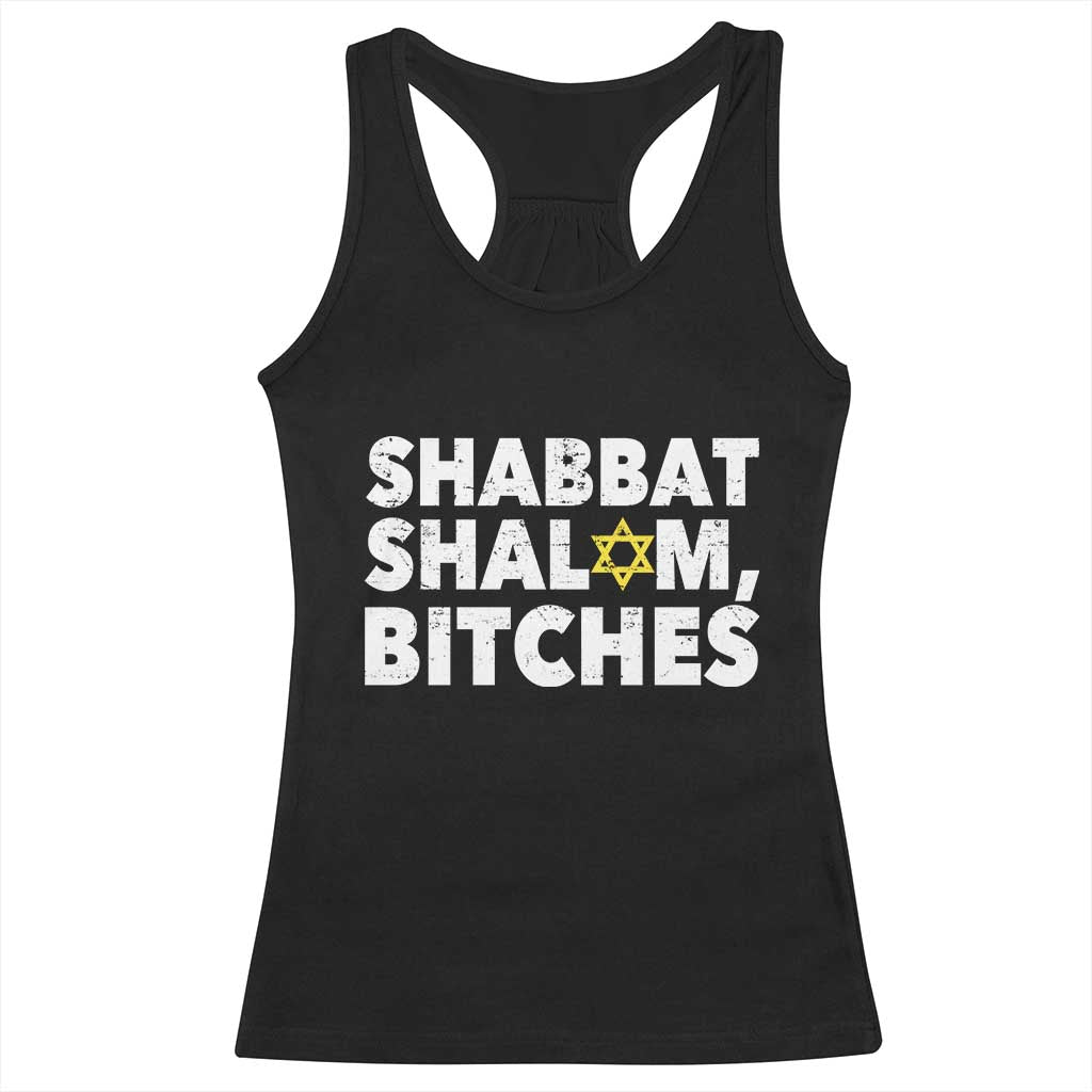 Funny Hanukkah Shabbat Shalom Bitches Racerback Tank Top Star Of David - Wonder Print Shop