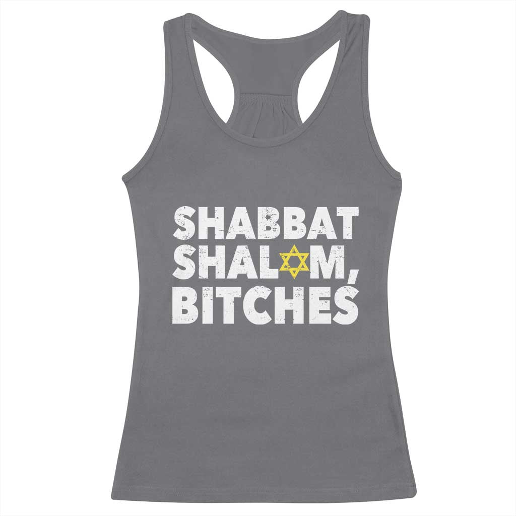 Funny Hanukkah Shabbat Shalom Bitches Racerback Tank Top Star Of David - Wonder Print Shop