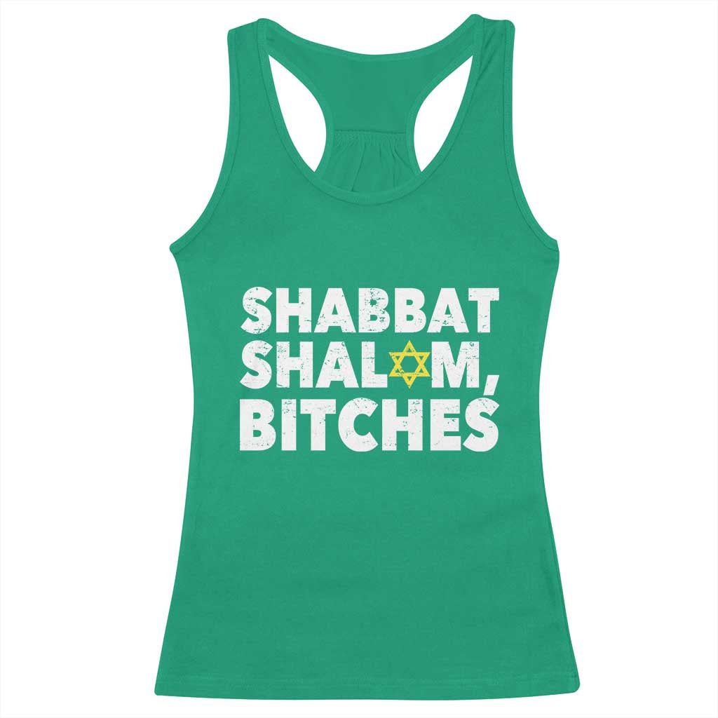 Funny Hanukkah Shabbat Shalom Bitches Racerback Tank Top Star Of David - Wonder Print Shop