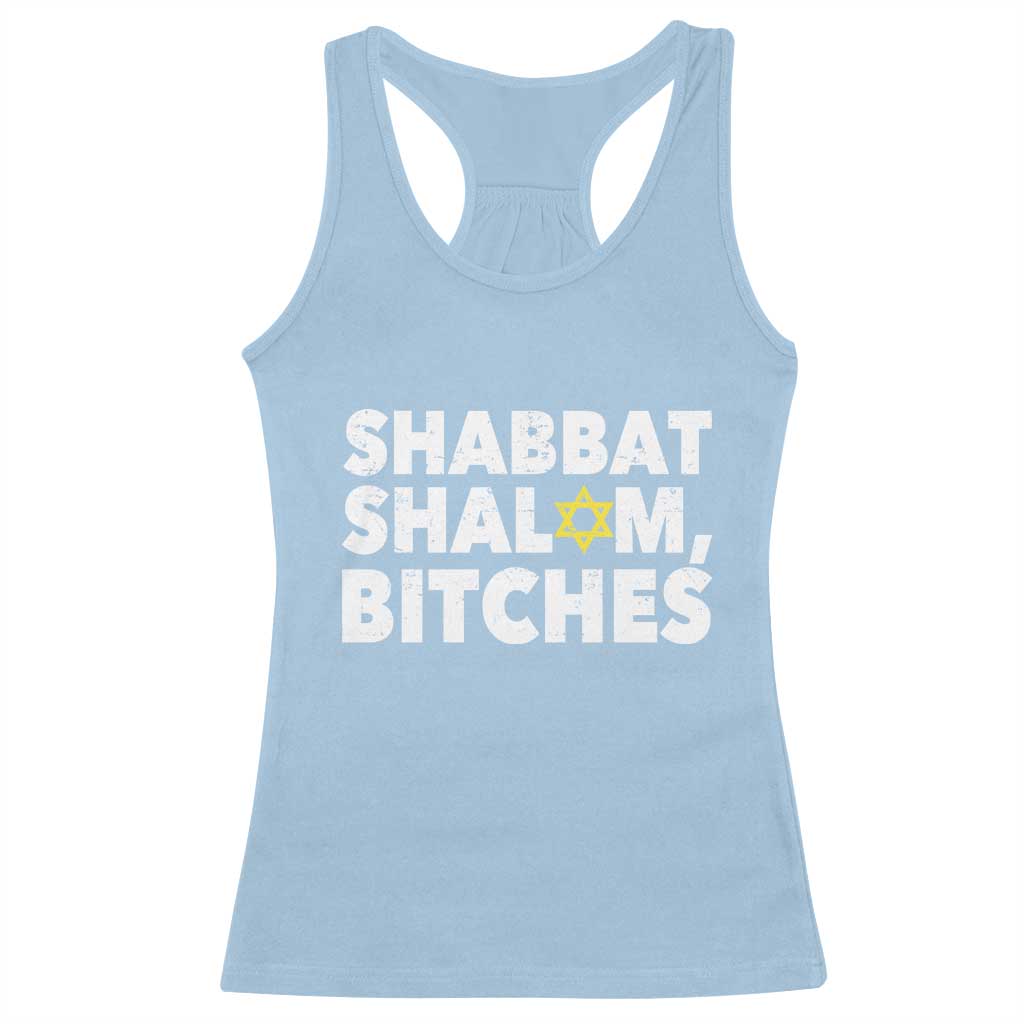 Funny Hanukkah Shabbat Shalom Bitches Racerback Tank Top Star Of David - Wonder Print Shop