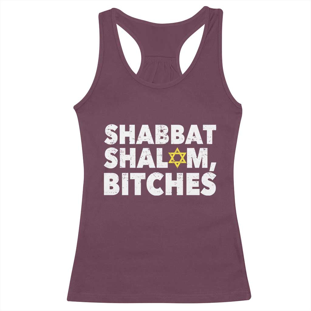 Funny Hanukkah Shabbat Shalom Bitches Racerback Tank Top Star Of David - Wonder Print Shop
