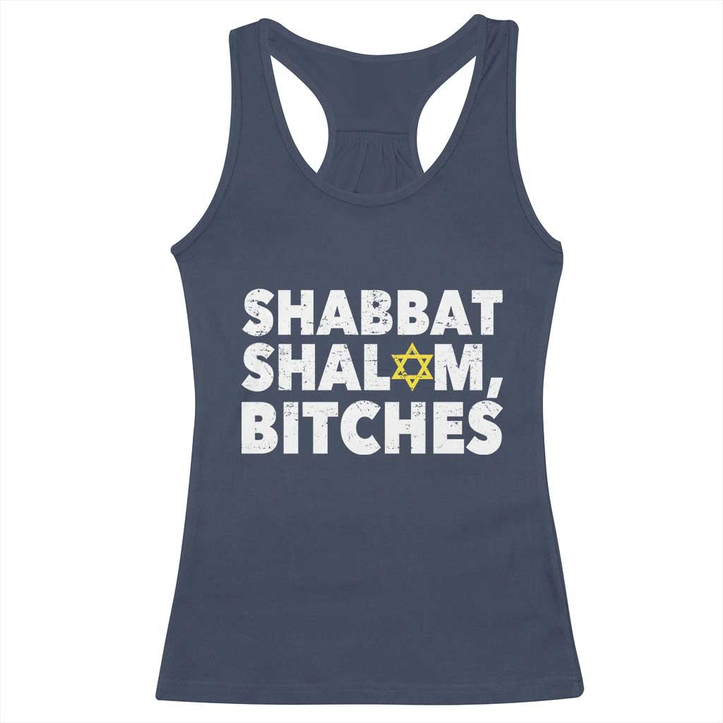 Funny Hanukkah Shabbat Shalom Bitches Racerback Tank Top Star Of David - Wonder Print Shop