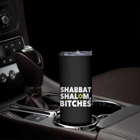Funny Hanukkah Shabbat Shalom Bitches Skinny Tumbler Star Of David - Wonder Print Shop