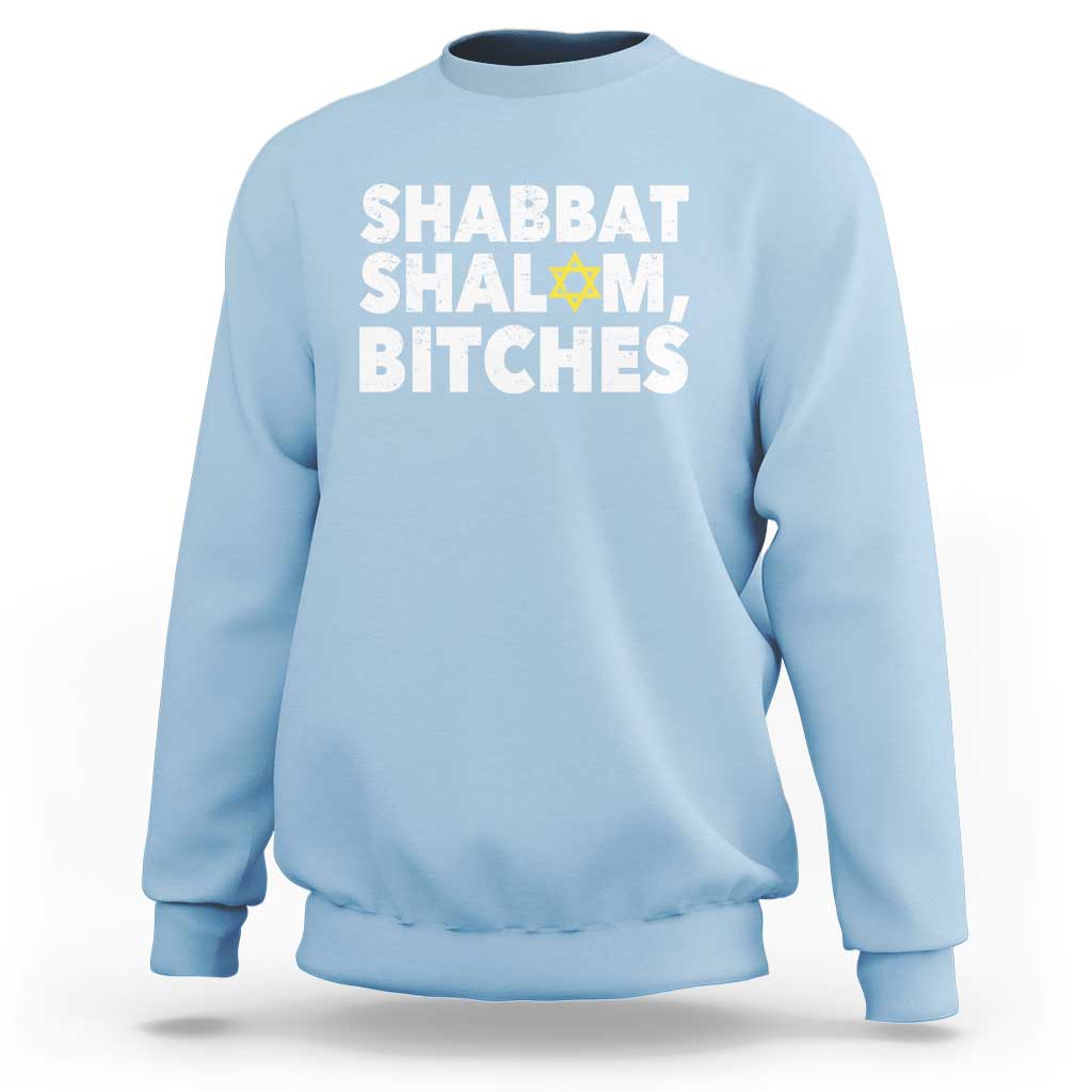 Funny Hanukkah Shabbat Shalom Bitches Sweatshirt Star Of David - Wonder Print Shop