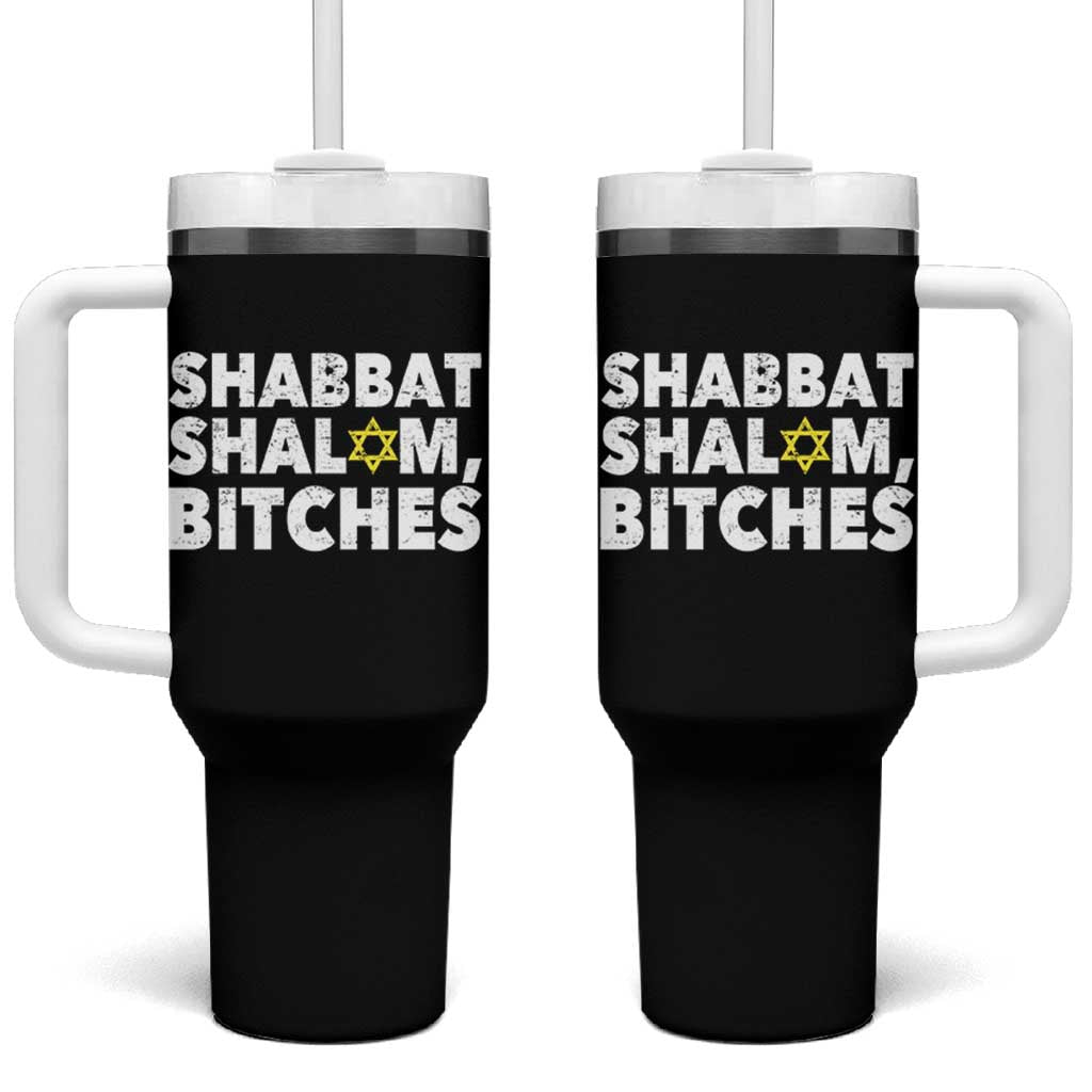 Funny Hanukkah Shabbat Shalom Bitches Tumbler With Handle Star Of David - Wonder Print Shop