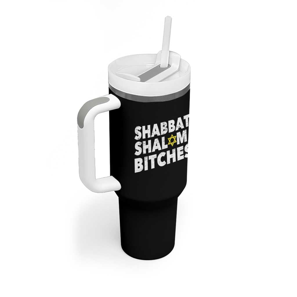 Funny Hanukkah Shabbat Shalom Bitches Tumbler With Handle Star Of David - Wonder Print Shop