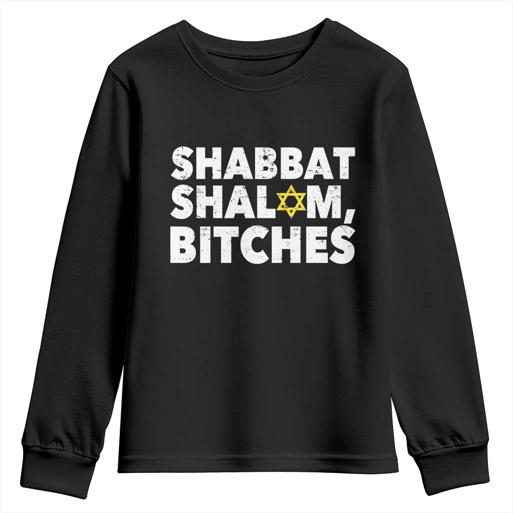 Funny Hanukkah Shabbat Shalom Bitches Youth Sweatshirt Star Of David - Wonder Print Shop