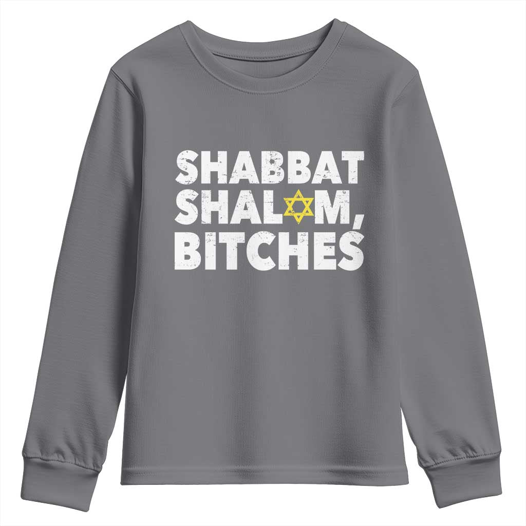 Funny Hanukkah Shabbat Shalom Bitches Youth Sweatshirt Star Of David - Wonder Print Shop