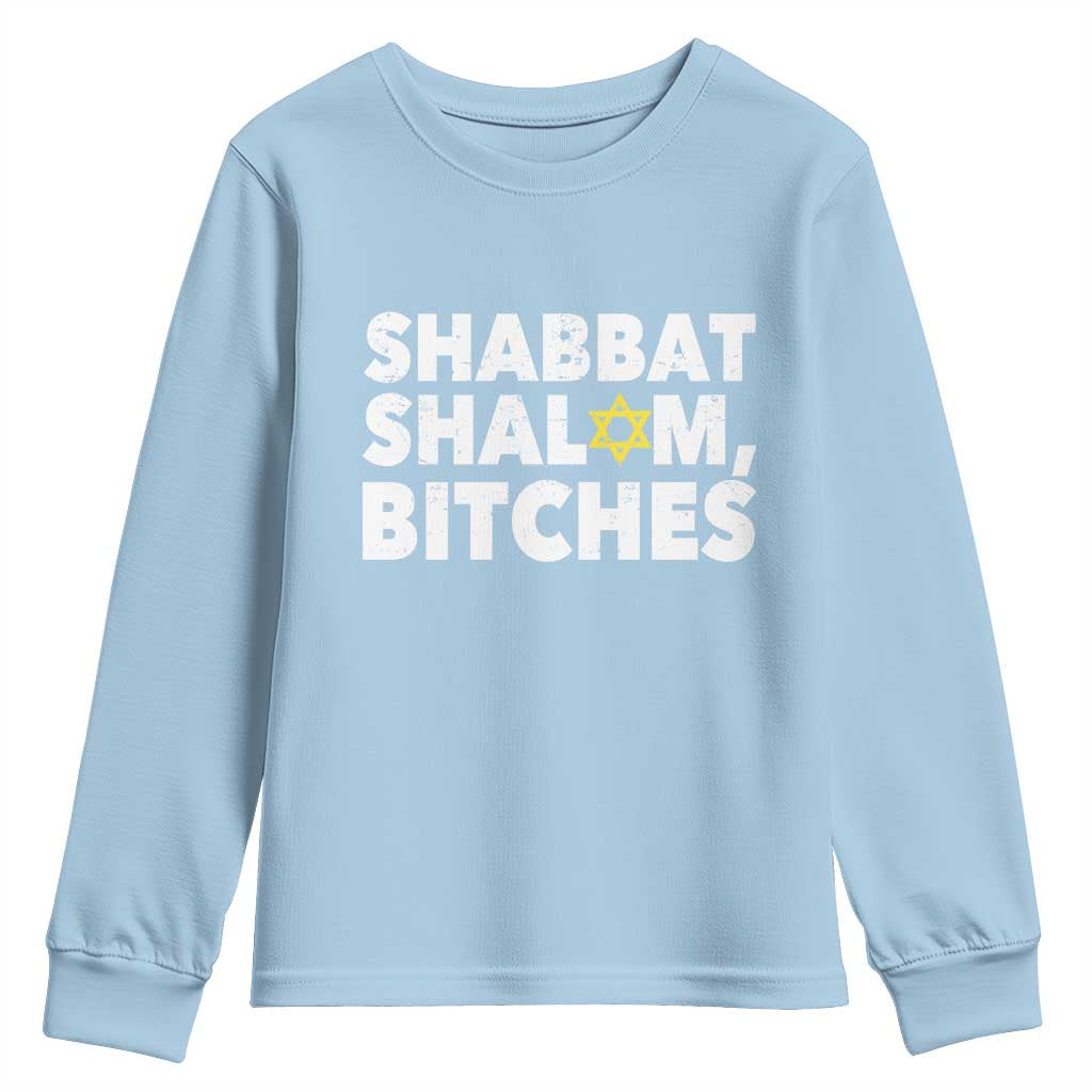 Funny Hanukkah Shabbat Shalom Bitches Youth Sweatshirt Star Of David - Wonder Print Shop