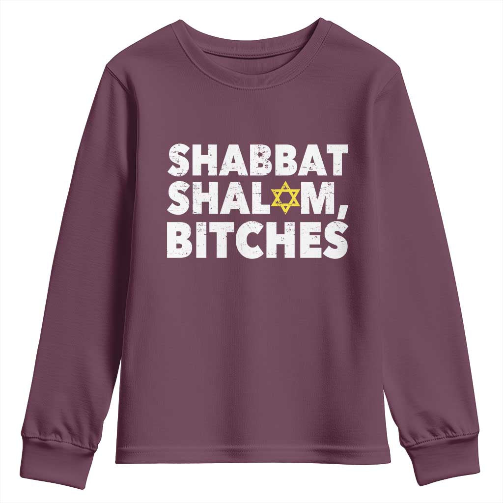 Funny Hanukkah Shabbat Shalom Bitches Youth Sweatshirt Star Of David - Wonder Print Shop