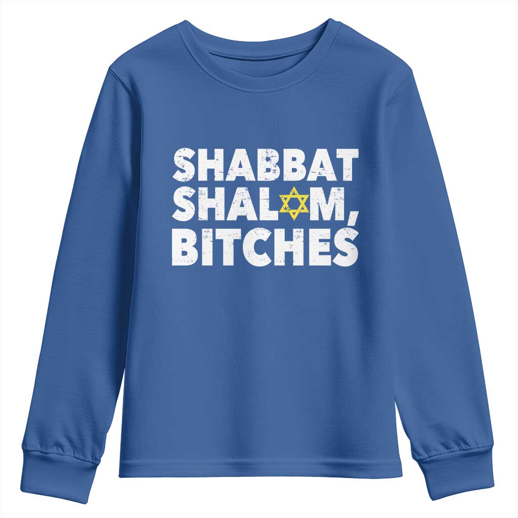 Funny Hanukkah Shabbat Shalom Bitches Youth Sweatshirt Star Of David - Wonder Print Shop