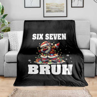 Funny Christmas 67 Six Seven Bruh Throw Blanket Dabbing Santa - Wonder Print Shop