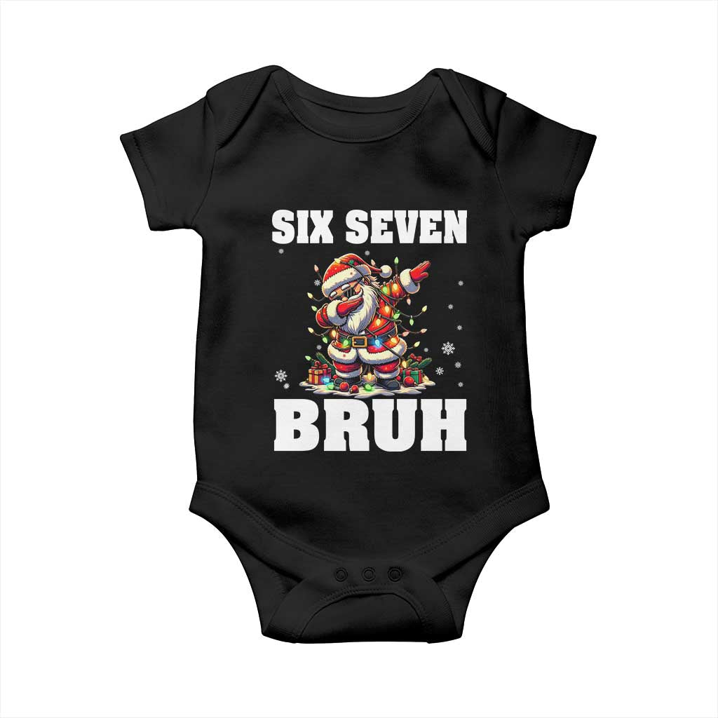 Funny Christmas 67 Six Seven Bruh Baby Onesie Dabbing Santa - Wonder Print Shop