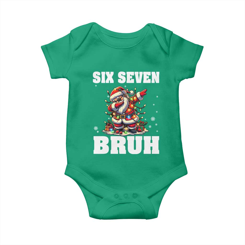 Funny Christmas 67 Six Seven Bruh Baby Onesie Dabbing Santa - Wonder Print Shop