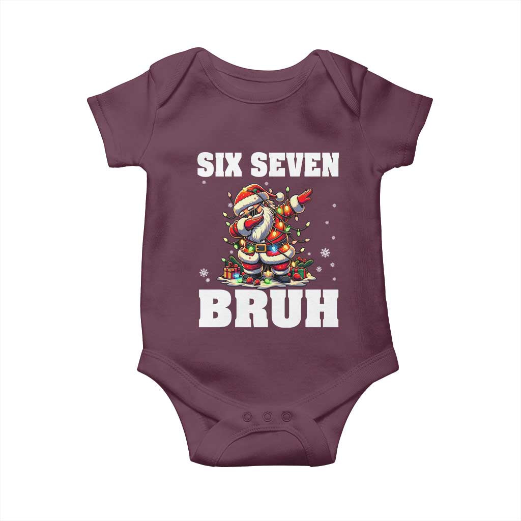Funny Christmas 67 Six Seven Bruh Baby Onesie Dabbing Santa - Wonder Print Shop