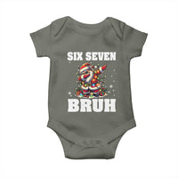 Funny Christmas 67 Six Seven Bruh Baby Onesie Dabbing Santa - Wonder Print Shop
