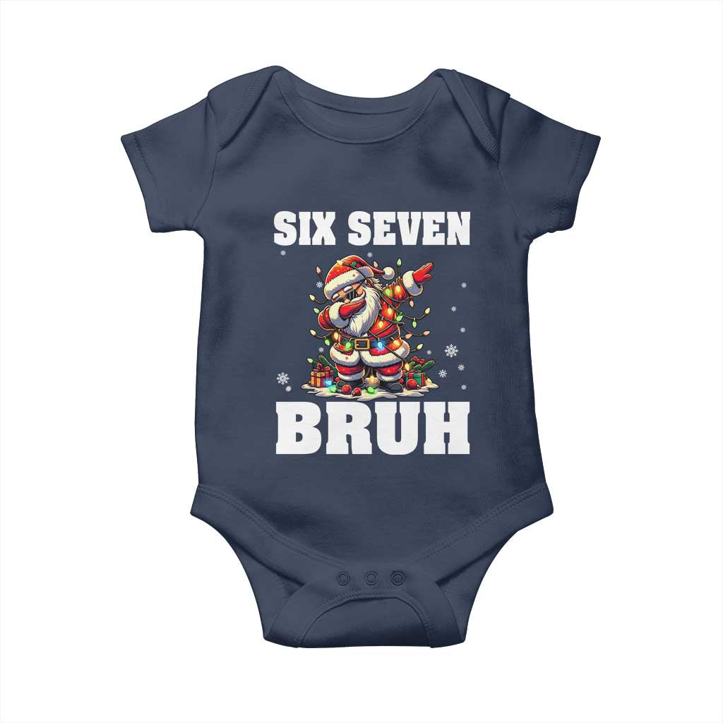 Funny Christmas 67 Six Seven Bruh Baby Onesie Dabbing Santa - Wonder Print Shop